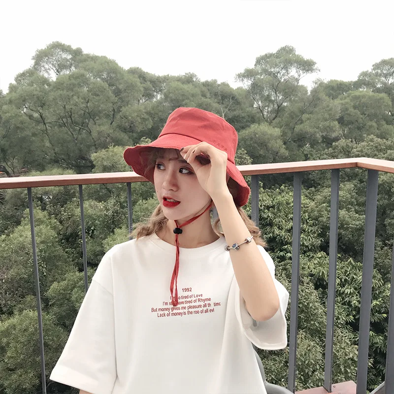 SP & CITY Корейская женская однотонная простая шляпа ведро на открытом воздухе