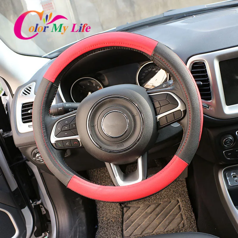 

Color My Life Trend Odorless Leather Car Steering Wheel Cover Fit for Jeep Renegade 2014 - 2020 Accessories