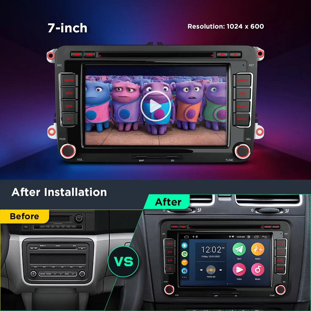 XTRONS 7 'ɺndroid 10 0 автомобильный мультимедийный DVD стерео радио плеер для VW Polo Touran