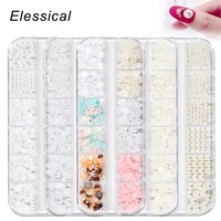 12 grids pearl nail decoration manicure rhinestones design nail art 3d stone parts halloween acessories nail jewelry charms set