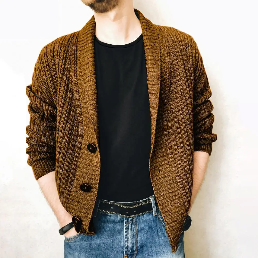 

Men's Sweater Cardigan Lapel Slim Leisure Single Breasted Solid Cardigan for Autumn Winter Casual High Quality Soft Sweater
