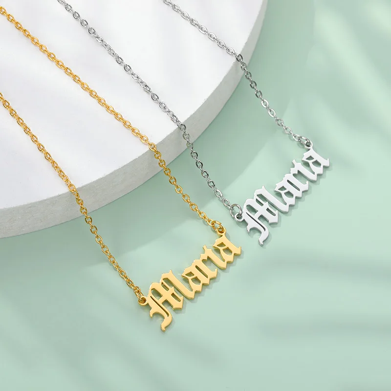 Старинное английское милое ожерелье с надписью папа и мама готическое ювелирное