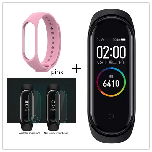 pink Xiaomi mi смарт-браслет 4, 3 цвета, AMOLED экран, mi Band 4, Smartband, фитнес-браслет, Bluetooth, спортивный, водонепроницаемый, SM - Цвет: pink