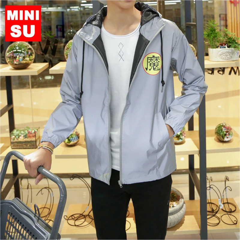 2019 Тренч Новый мужской светоотражающий жакет пальто водонепроницаемые мужские