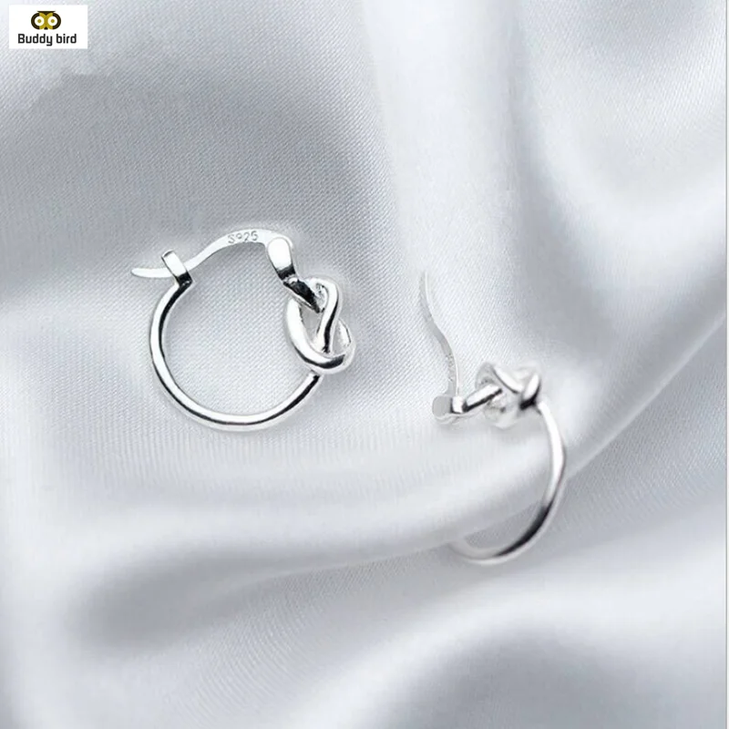 Уникальные маленькие серьги гвоздики из стерлингового серебра 925 пробы с узлом