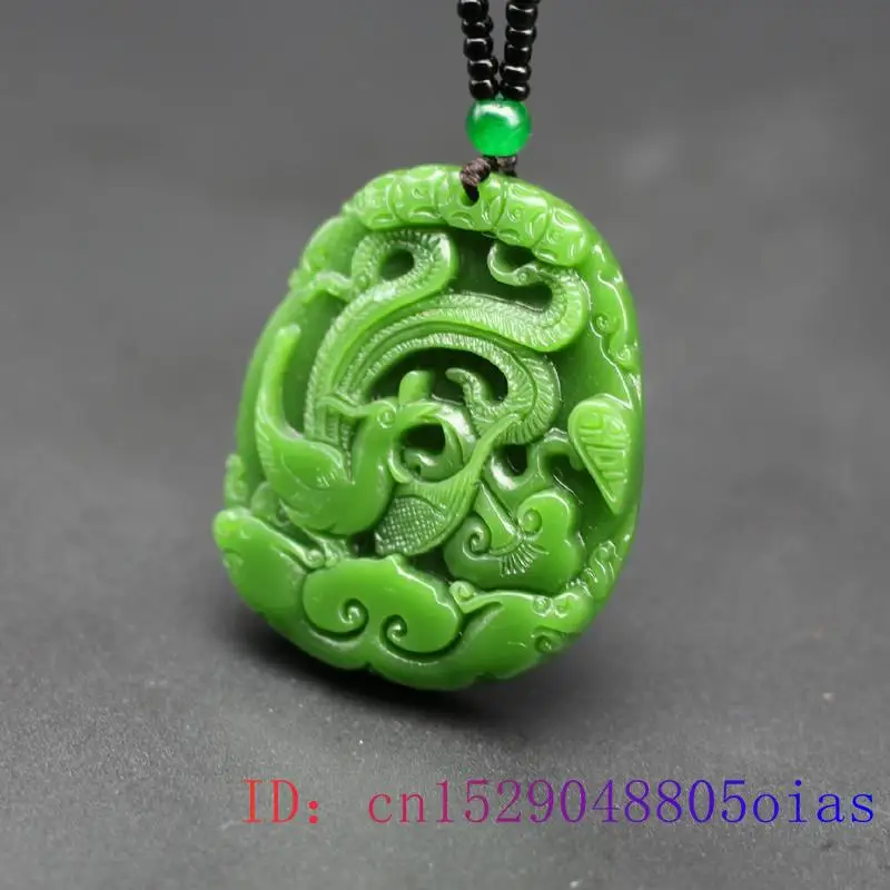 Зеленый нефритовый Феникс кулон резной амулет натуральные счастливые модные