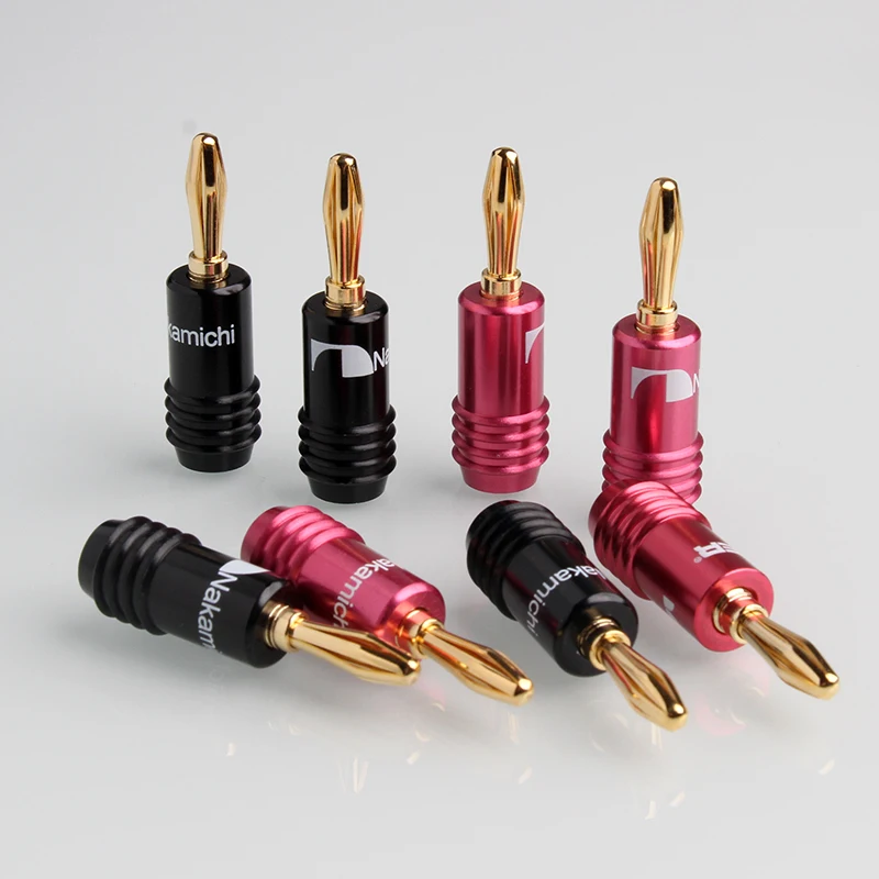 1020pcs speaker banana plug adapter 4mm wire connector 24k gold plated for musical hifi audio banana connectors set free global shipping