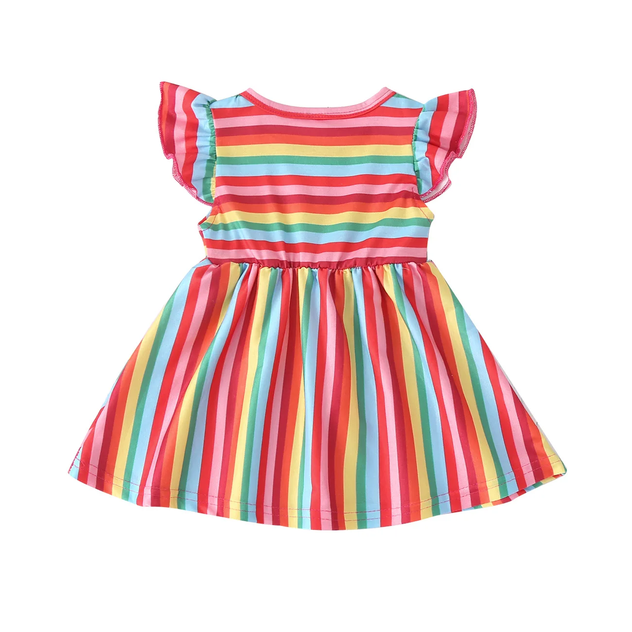 Лидер продаж летнее Новое Стильное платье для девочек в полоску с радужным