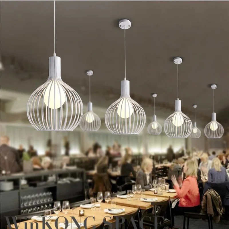 

Birdcage Creative Showroom Office Clothing Shop Lamp Living Dining Room Droplight Bar European-style Sphere Led Pendent Light