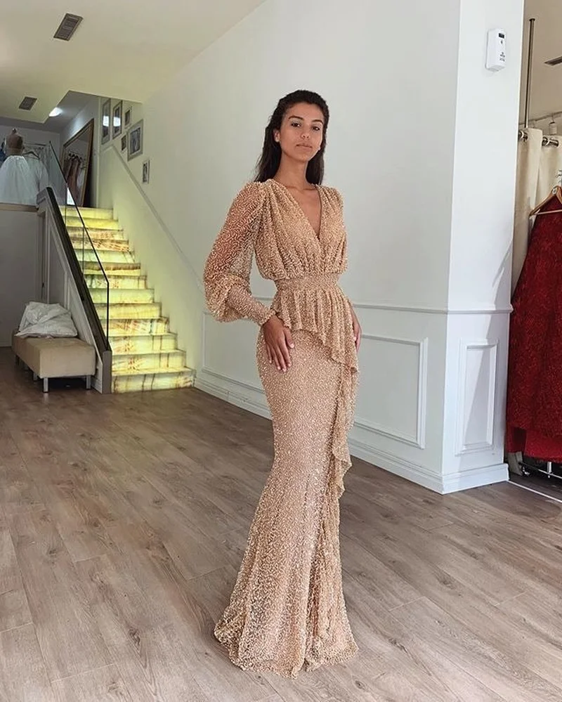 

Donsignet Deep V-Neck Slim Dresses for Women Party Autumn Winter New Fashion Party Dresses Women Evening