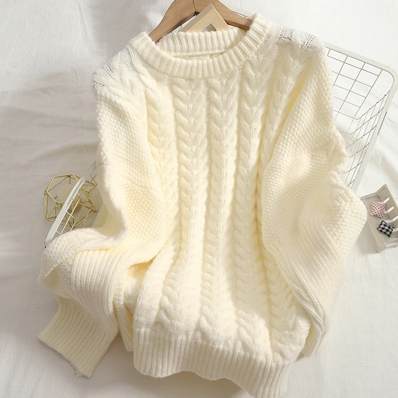 

Long O neck Cashmere pullover loose knit sweater coat 2021 autumn and winter Vintage warm soft sweater tops women jumpers