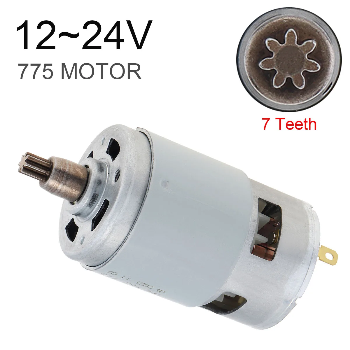

7 Teeth 775 DC Motor DC 12V-36V 7500-15000RPM Lithium Electric Wrench Motor for Lithium Electric Drill Impact Wrench