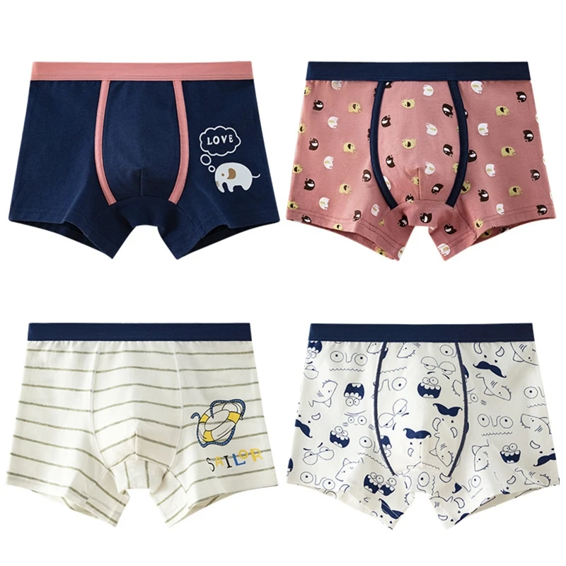 

4Pcs Toddler Boys Underwear Boyshort Kids Cartoon Breathable Cotton Boxer Briefs 40JC