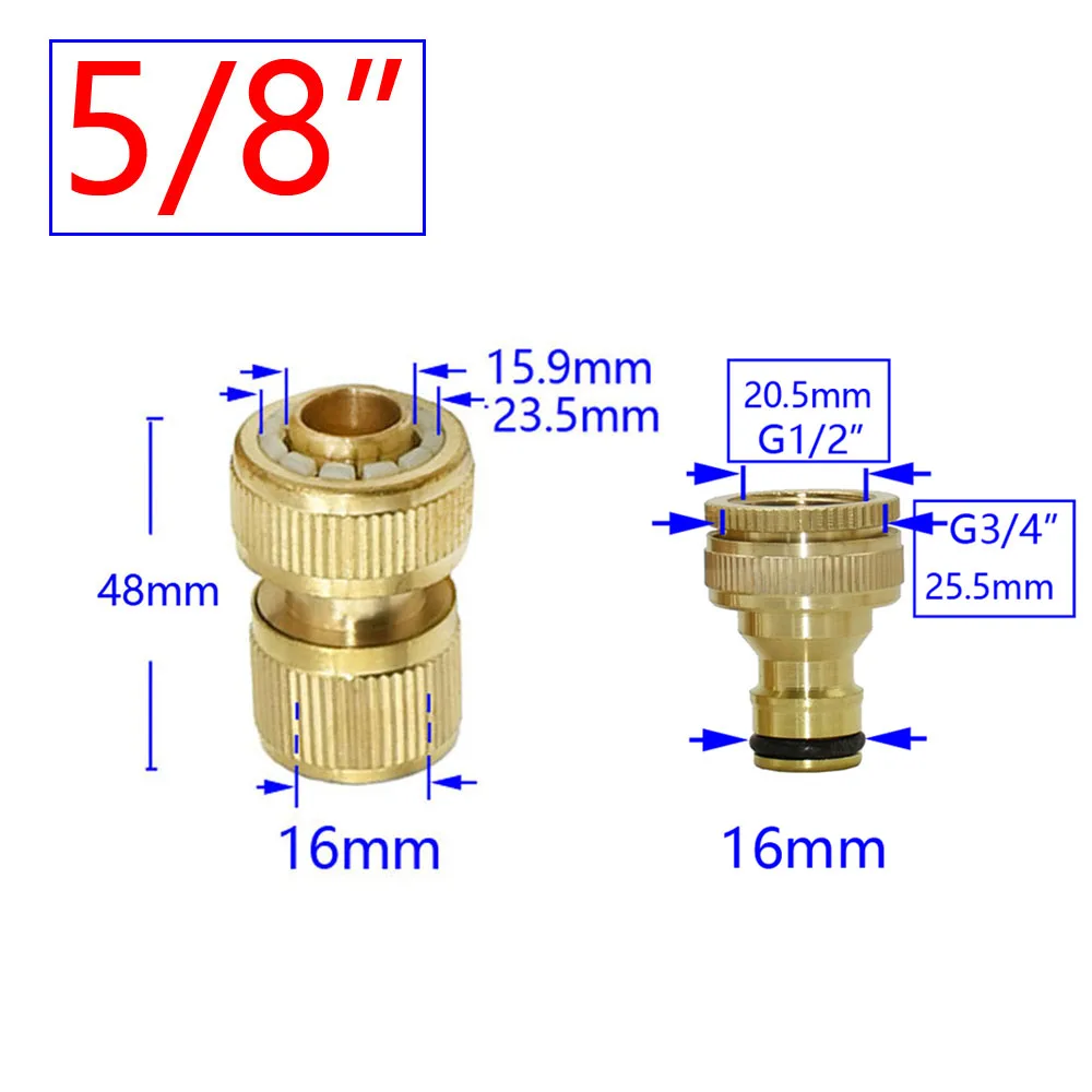 1/2" 5/8" 3/4" Garden Hose Quick Connector Brass Kit Female 1/2 3/4 Inch Thread Joint Irrigation Hose 8/11 16mm 20mm Adaptor 1pc