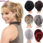 1 шт., синтетический грязный шиньон AILIADE, прямые волосы, Бублик для волос пучок, эластичные волосы для наращивания, канатная Резиновая лента для конского хвоста