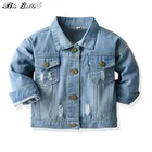 Детская куртка весенне-осенняя джинсовая Модная Ковбойская одежда с длинными рукавами для мальчиков и девочек 1-6 лет куртки с отложным воротником для мальчиков и девочек детская одежда