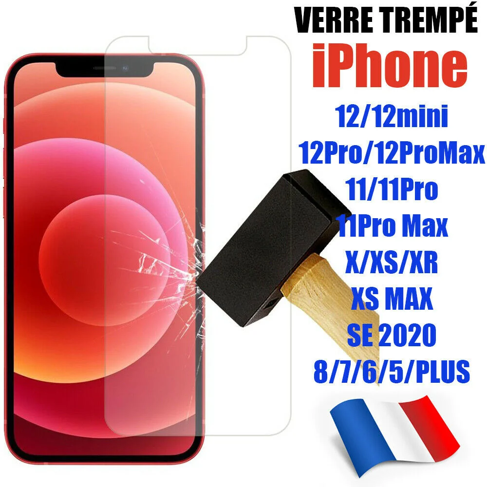 

For iPhone 6 7 8 XR XS 11 12 PRO MAX SE Vitre protection verre tremp film cran