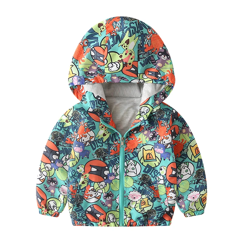 cartoon cotton Осенние детские куртки; Новинка; Верхняя одежда для маленьких мальчиков и девочек 2-6 лет с рисунком; пальто; повседневные куртки с капюшоном для мальчиков - Цвет: cartoon cotton
