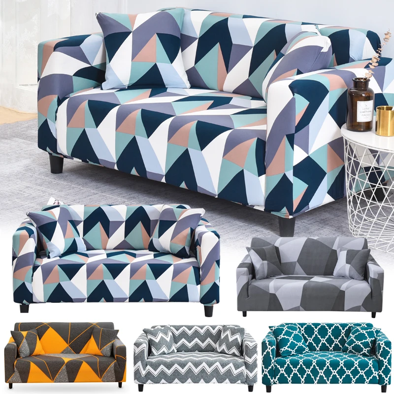 

Чехлы на угловой диван, эластичные, с геометрическим узором, чехол из спандекса, для 1/2/3/4 мест