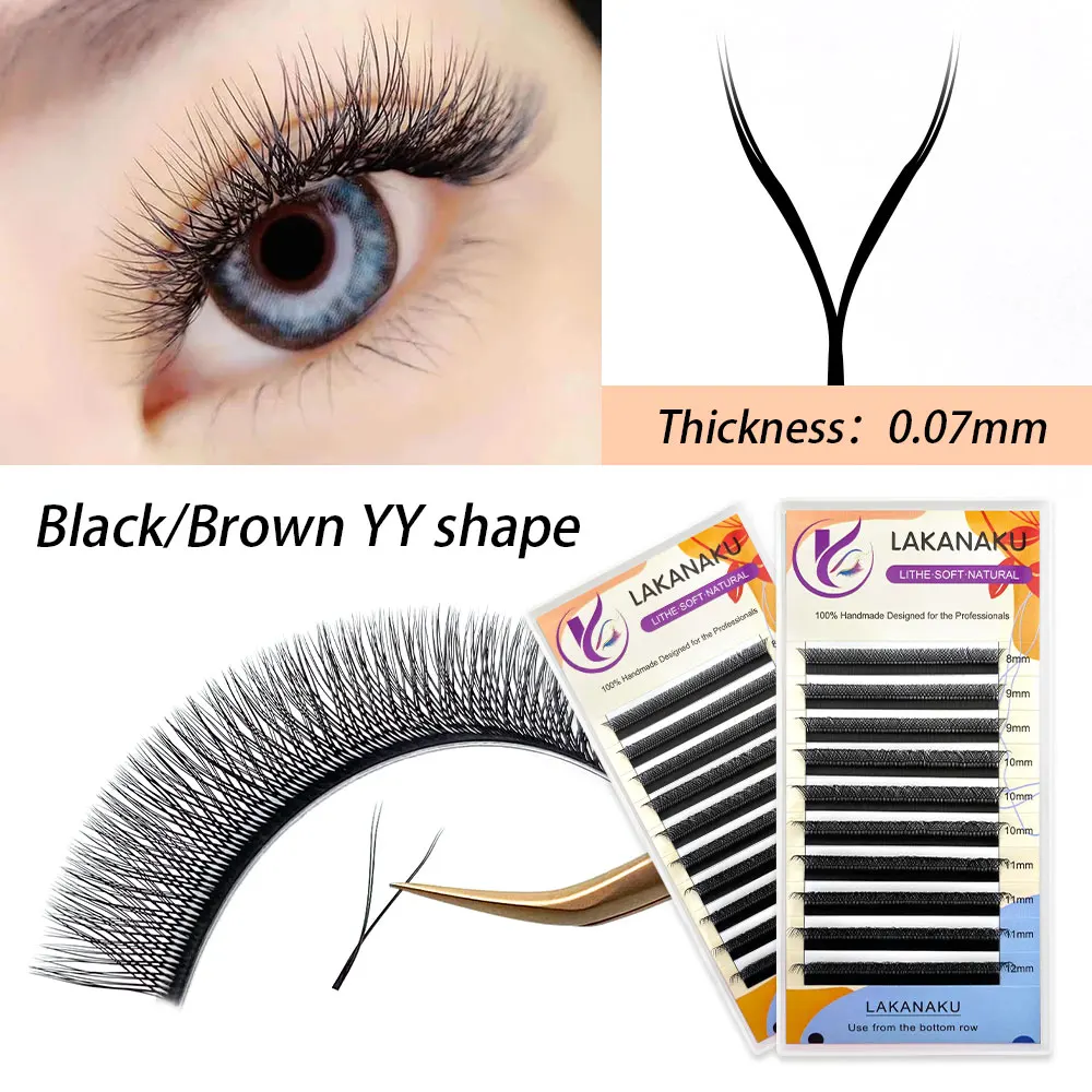 

LAKANAKU YY Eyelashes Extension Premade Volume Lashes Tray Y Shape Mink Lashes Fluffy Cilios Y for Eye Beauty