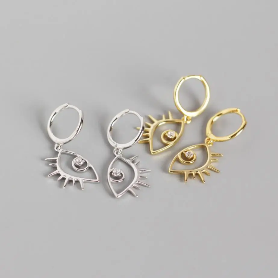 Серьги-кольца женские из серебра 925 пробы с цирконом | Украшения и аксессуары