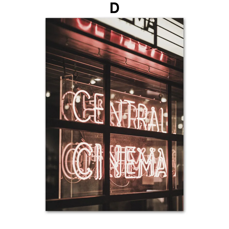 

Pink Sea Church Neon Light City Street Canvas Poster Wall Art Print Painting Picture Home Decor Canvas Painting Room Decor