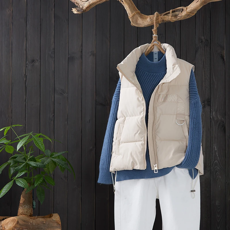 Женский жилет-стойка зимняя теплая плотная Повседневная ветровка однотонная