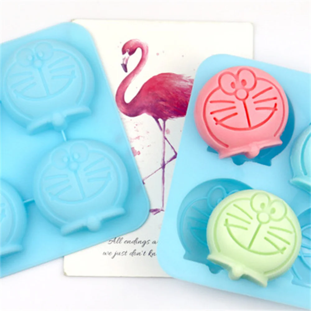 

4Cavity DIY Soap Making Supplies 3D Silicone Cake Ice Cube Mould Cartoon Cat Shape Silicone Handmade Baking Mold Soap Mold Tool