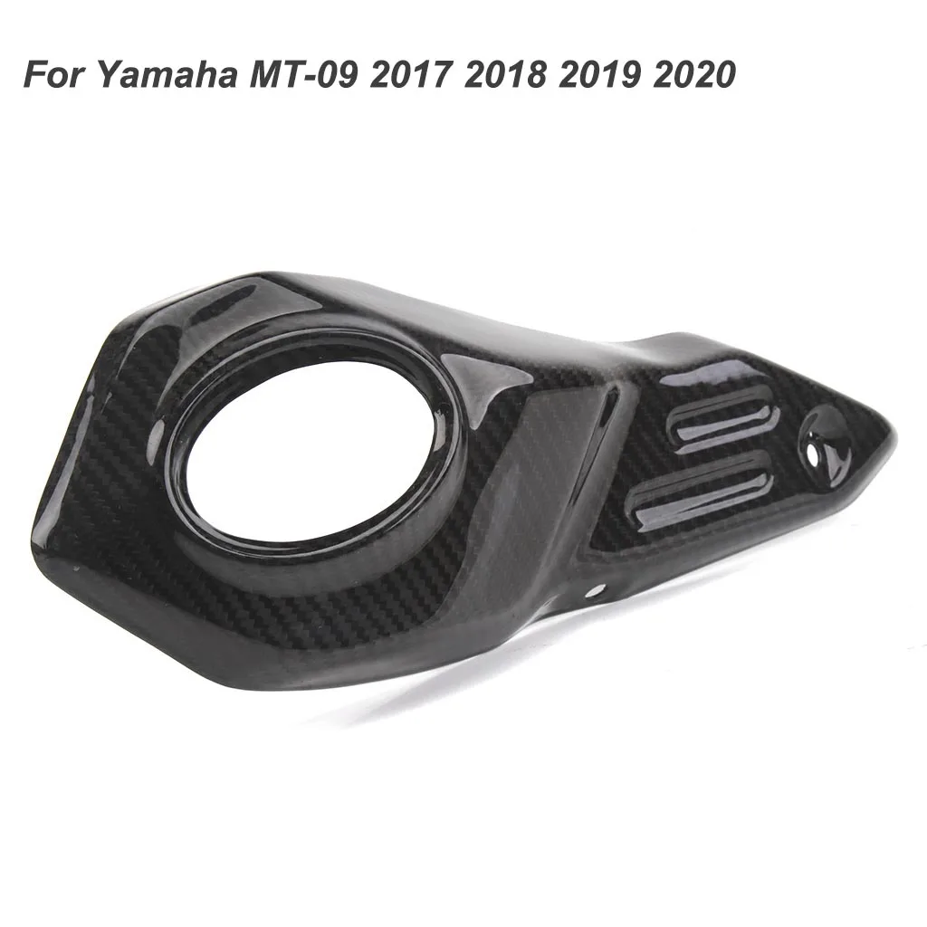 

Настоящее углеродное волокно для Yamaha MT-09 MT09 2017 2018 2019 2020 глушитель выхлопной трубы тепловой щит Защитная крышка Защитная обтекатель деко
