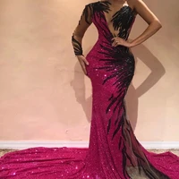 plus size sexy 2022 gorgeous mermaid evening dresses backless sequined one shoulder evening prom gowns arabic pageant celebrity