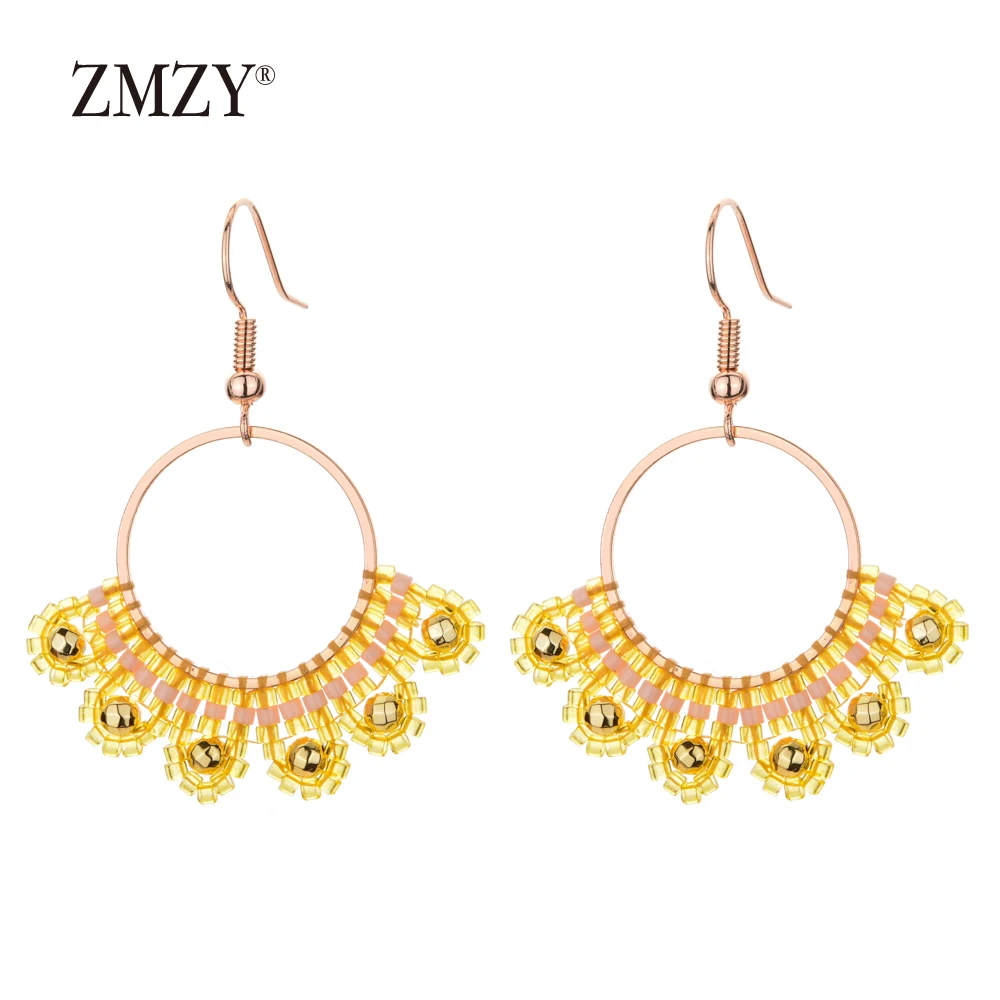 Женские серьги в стиле бохо ZMZY сережки подвески с цветком ручной работы