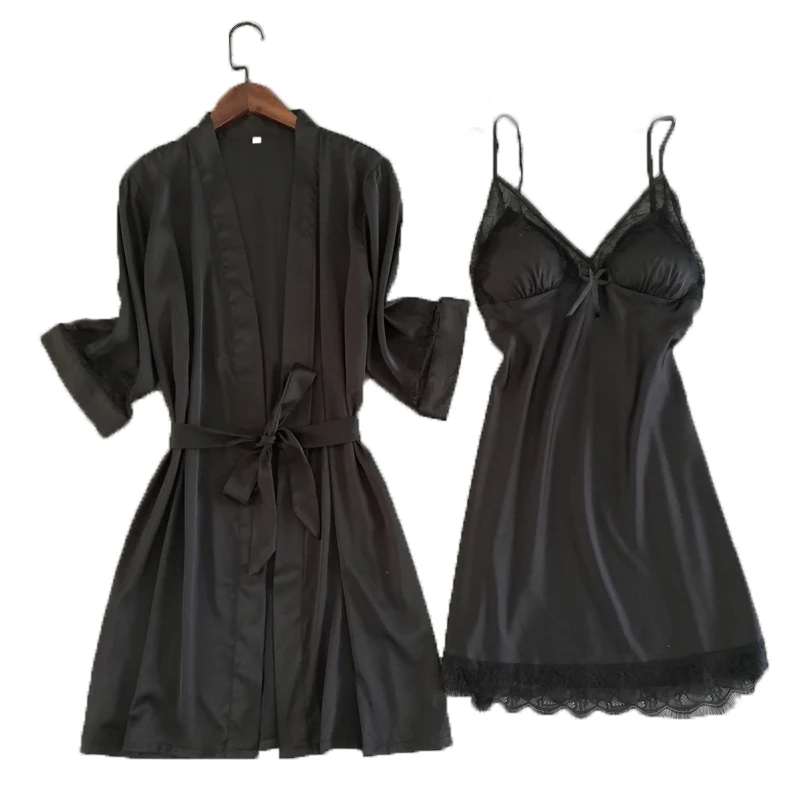 Пижамный комплект женский кружевной из 2 предметов|Комплекты халатов и сорочек| |