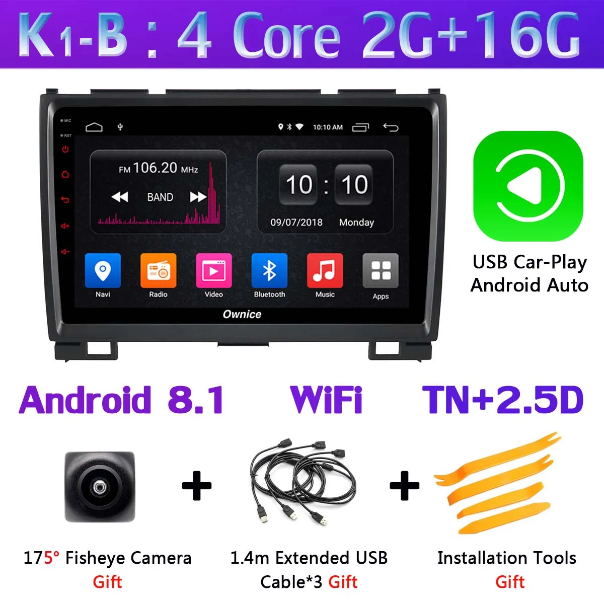 Ownice K1 K3 K5 K6 автомобильный dvd-плеер gps радио для Haval Hover Greatwall Great Wall H5 H3 2011 2012 2013 автомобильный Радио 360 ° панорамный - Цвет: K1-B-CarPlay