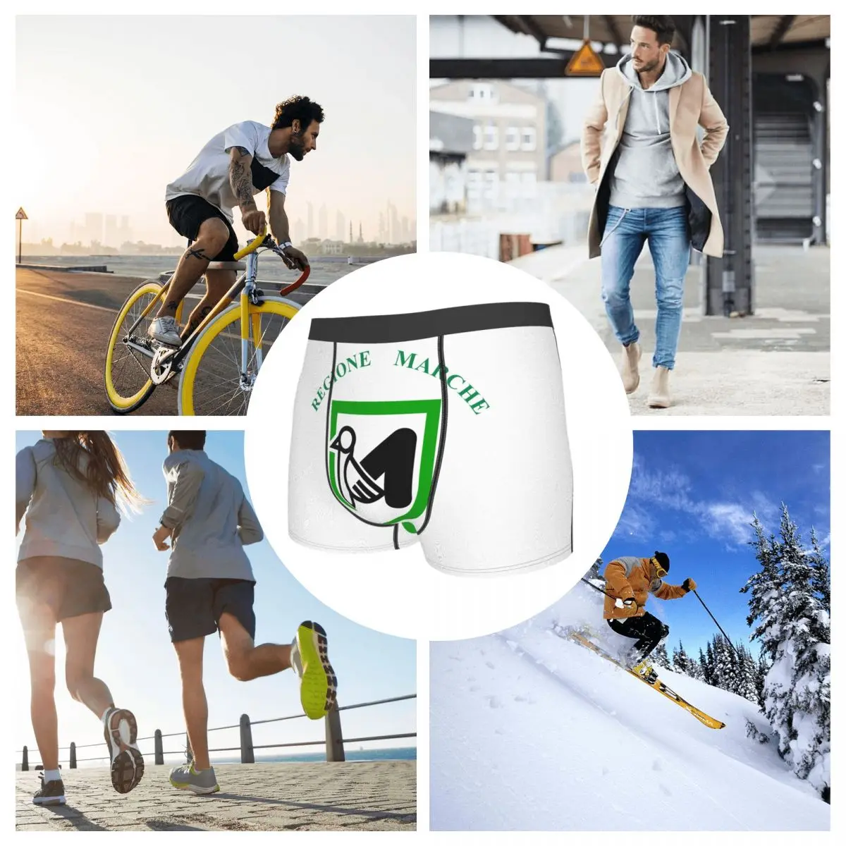 Flag Of Marche Men's Boxer Briefs regions of Italy Geeky elastic pants for men