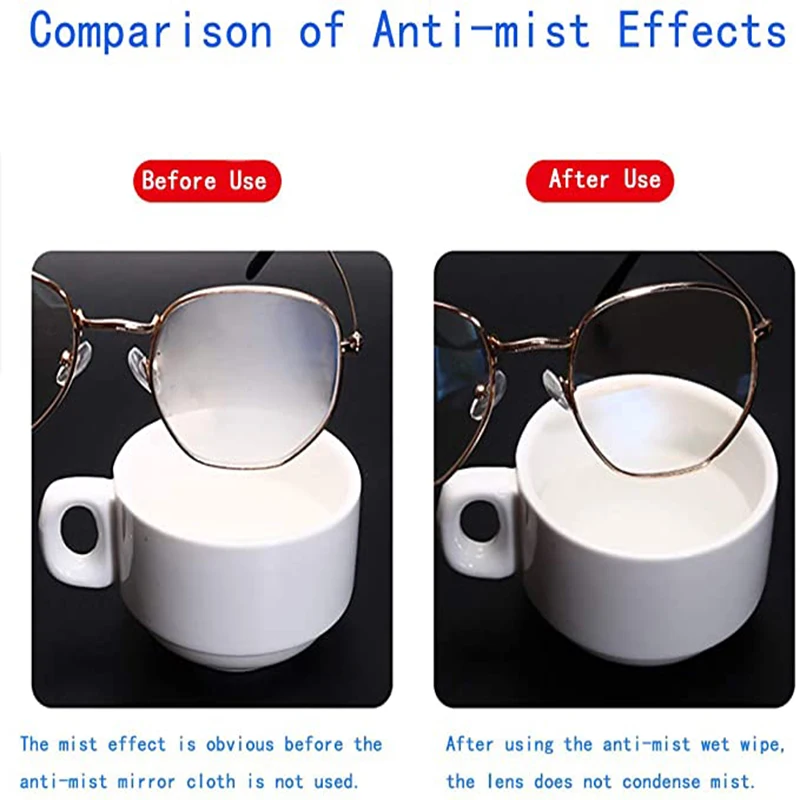 

6Pcs Reusable Anti-Fog Wipes Glasses Pre-moistened Antifog Lens Cloth Defogger Eyeglass Wipe Prevent Fogging for Glasses