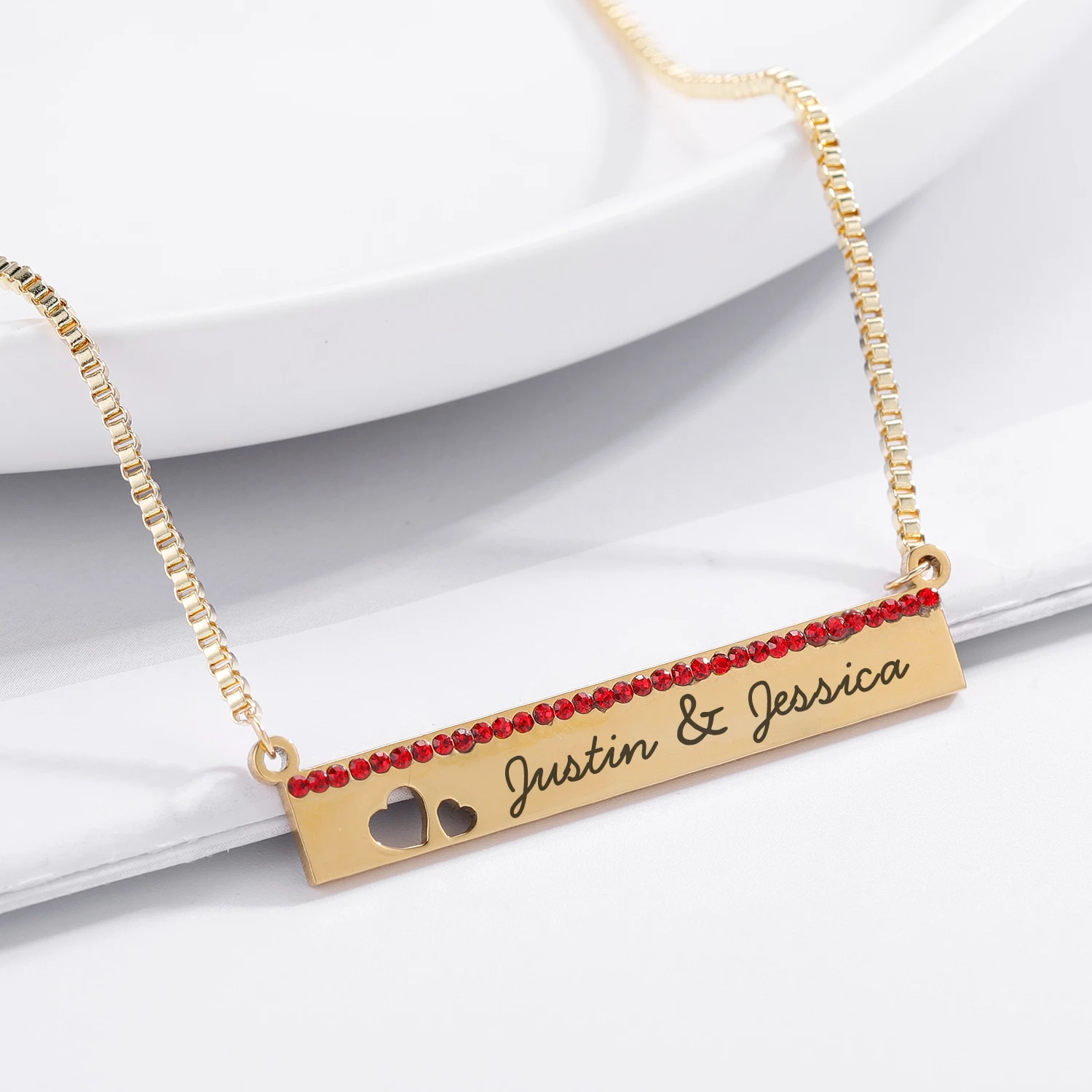 

Personalized Name Engraving Necklace Custom Bar Birthstone Date Pendant Stainless Steel Pendant For Men Women Jewelry Gift