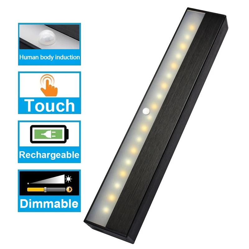 Длинный светильник с датчиком движения ночник регулируемой яркостью и сенсорным
