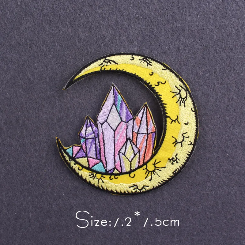 

Moon/Wave Patch DIY Embroidery Patches For Clothing Mountain/Whale Iron On Patch For Clothes Wildreness Patch Stripe Sticker