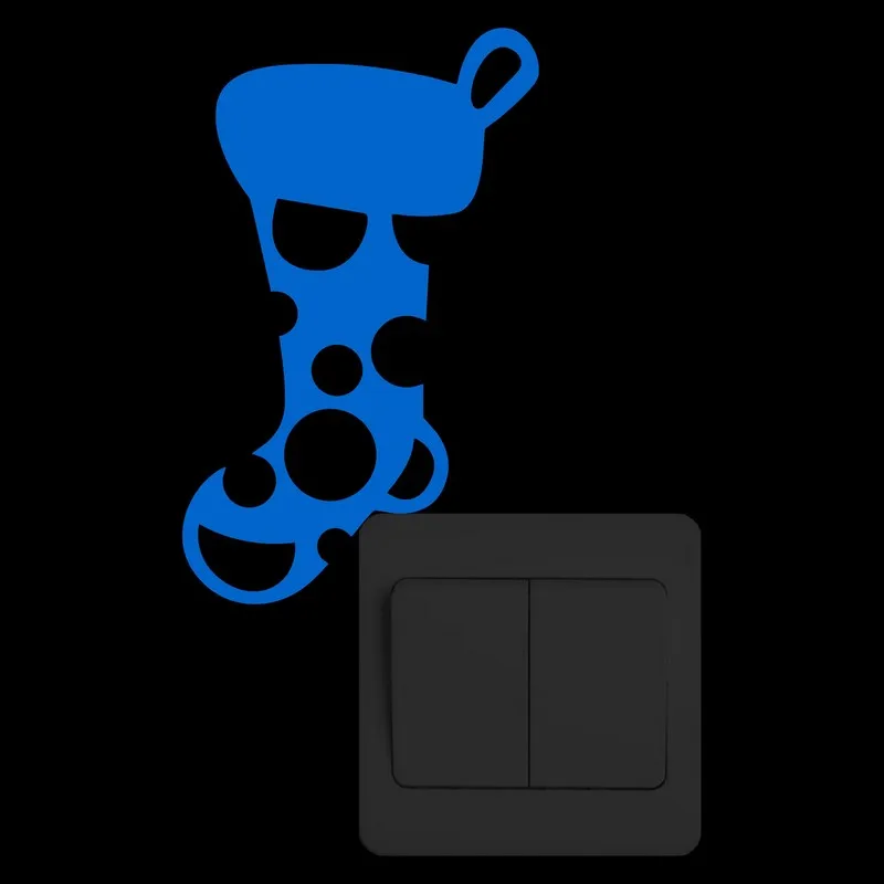 Светящаяся Рождественская наклейка с переключателем чулок мультяшная