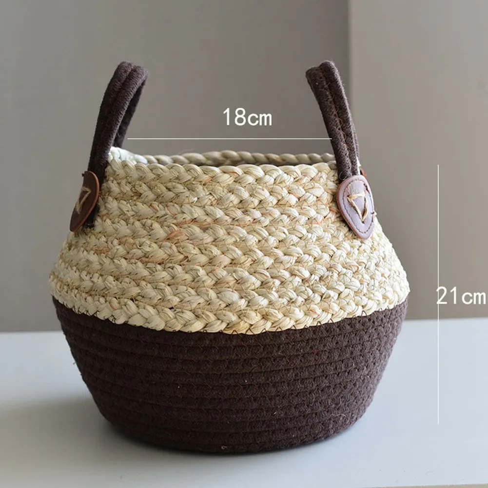 

1pc Seagrass Belly Basket Flower Plant Storage Toy Organizer Woven Wicker Laundry Baskets Pot For Home Garden Decor