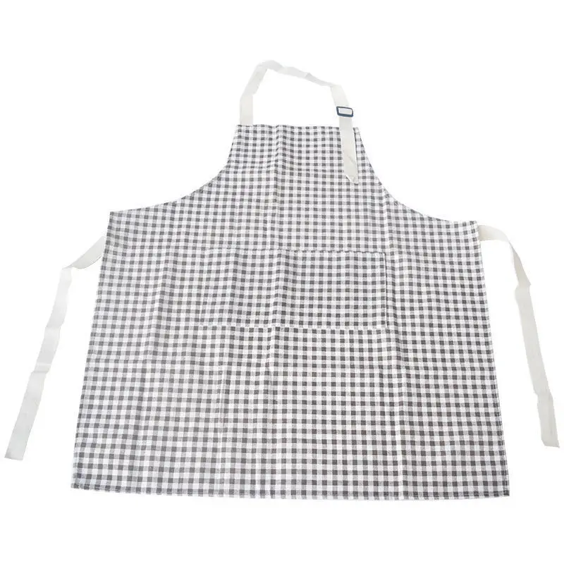 Фартук из хлопка и льна в клетку полоску для женщин нагрудники взрослых дома