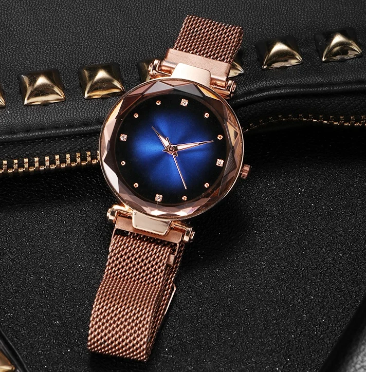 Женские кварцевые наручные часы со стразами браслет с магнитной застежкой и