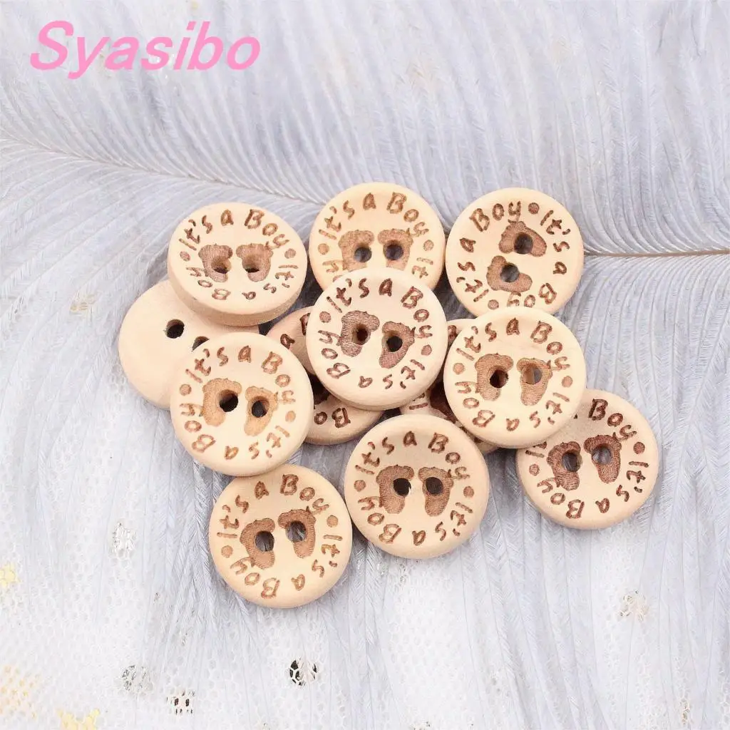 Пуговицы из натурального дерева с двумя отверстиями для шитья It's a Boy 15 мм/20 мм