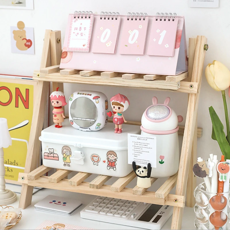 

Wooden Double Layer Kitchen Shelf Home Storage Organization Table Shelf Room Accessories Bathroom Spice Rack Holder