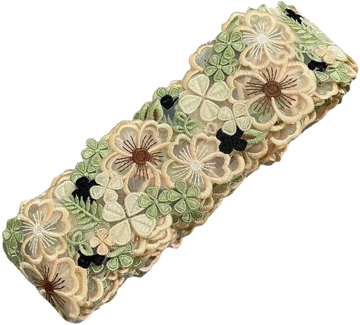 1Yard 3D Flower Lace Trim Colored Embroidery lace Ribbon for Dress /Wedding/Bridal DIY Sewing Decoration 6.5CM Wide - купить по