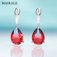 maikale new water drop gradient tourmaline long earrings women fashion rose gold fine jewelry zircon glass dangle earrings gifts