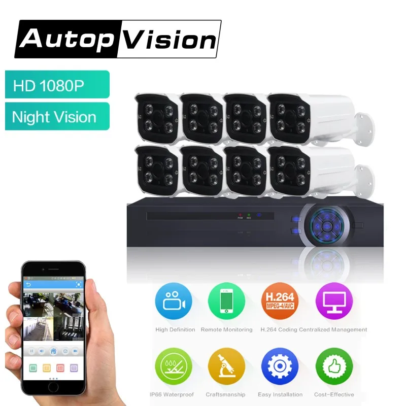 LS AKA2 1080P 8CH AHD DVR комплекты 8 канальная система CCTV Водонепроницаемая ночного