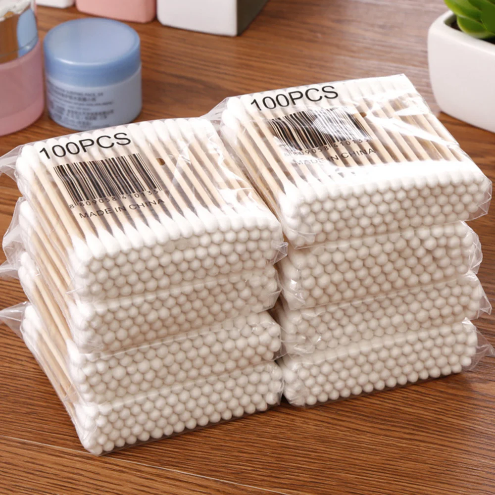 

10 Bag 0f 1000pcs Disposable Cotton Swab Double Head Sterile Rod Cleaning Swab Swab Stick