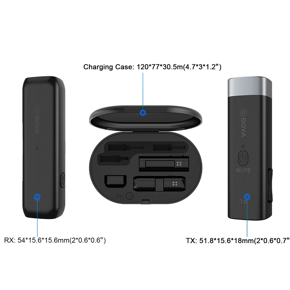 BOYA BY-WM3 2.4G Wireless Mini Microphone for iPhone Lightning Android Type-C 3.5mm Smartphone DSLR Camera Desktop Laptop PC Mic