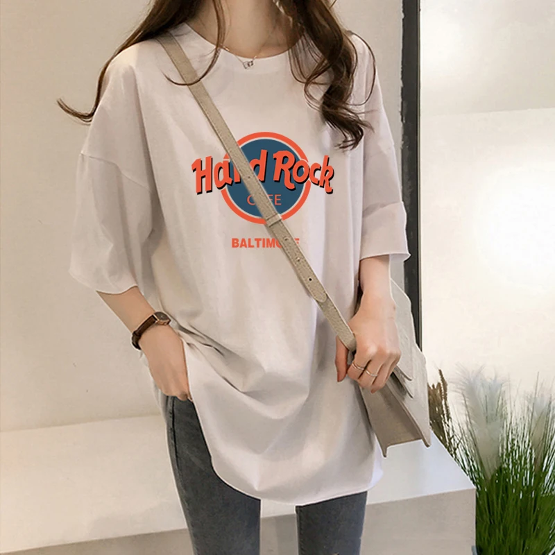 Shellsuning женская футболка 2020 с буквенным принтом круглым вырезом свободная